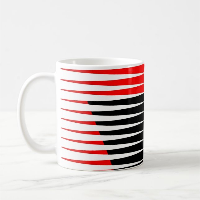 Red, black, and yellow artwork coffee mug (Left)