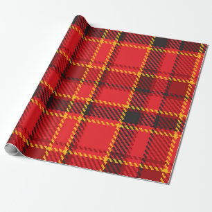 Red black and yellow plaid pattern wrapping paper