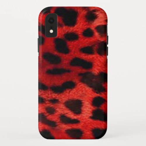 Red  Black Animal Print iPhone XR Case