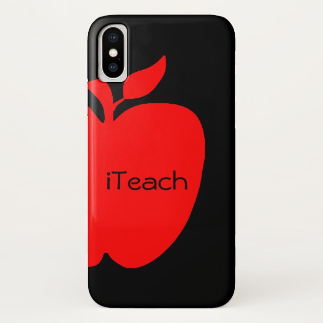 Red & Black Apple Teacher's iPhone X Case (Back)