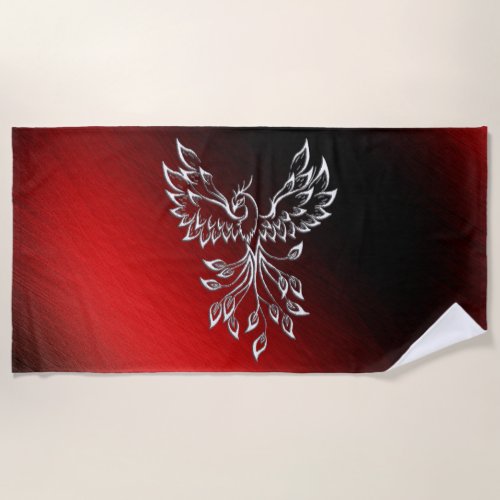 Red Black Ashes and Phoenix Beach Towel