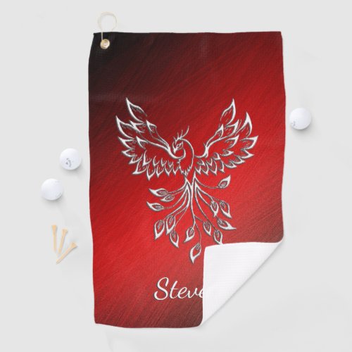 Red Black Ashes and Phoenix Golf Towel