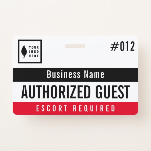 Red Black Authorized Guest Add Your Logo Badge