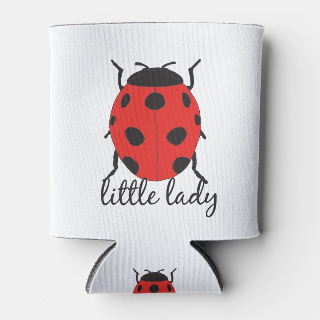 Red & Black Baby Ladybug Cute Red Ladybug Insect Can Cooler (Front)
