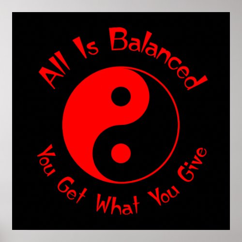 Red  Black Balance Yin Yang Poster