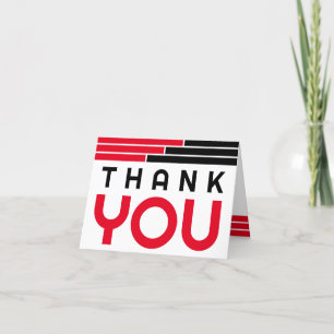 Red & Black Bars Graduation Thank You
