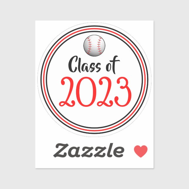 Red & Black Baseball Class Year Graduation Sticker (Sheet)