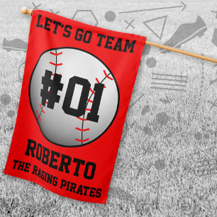 Red Black Baseball Team Colors House Flag