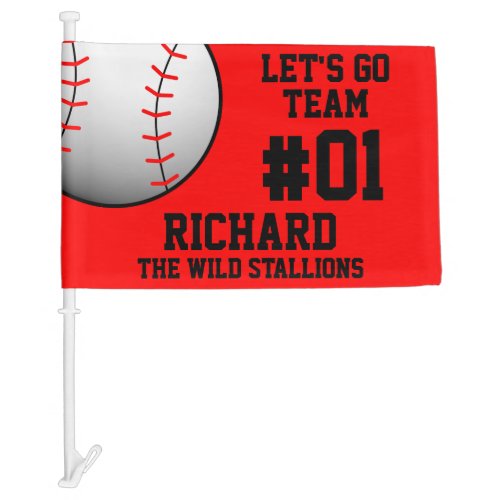 Red Black Baseball Team Spirit Car Flag