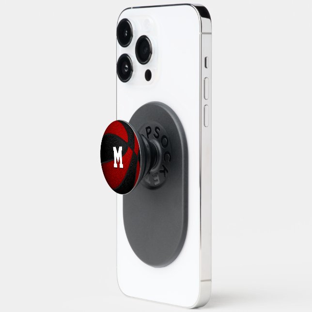 red black basketball club team colors PopSocket (Open)