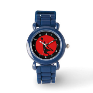 Red Black Basketball Silhouette Watch