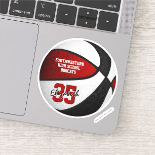Red black basketball team colors girls boys sticker
