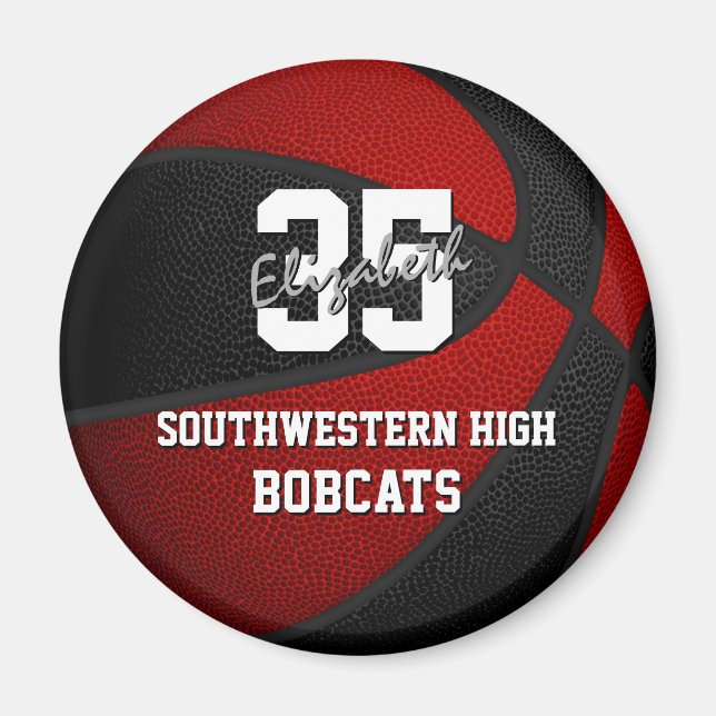 red black basketball team colors magnet (Front)