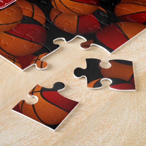 red black basketball team colors personalized jigsaw puzzle