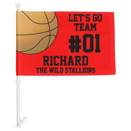 Red Black Basketball Team Spirit Car Flag