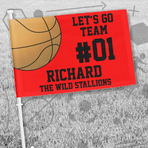 Red Black Basketball Team Spirit Car Flag