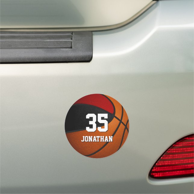 red black basketball team spirit gifts player name car magnet (In Situ)