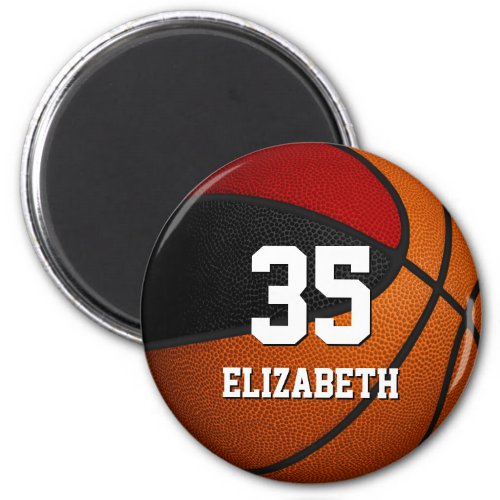 red black basketball team spirit gifts player name magnet