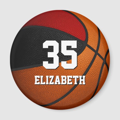 red black basketball team spirit gifts player name magnet