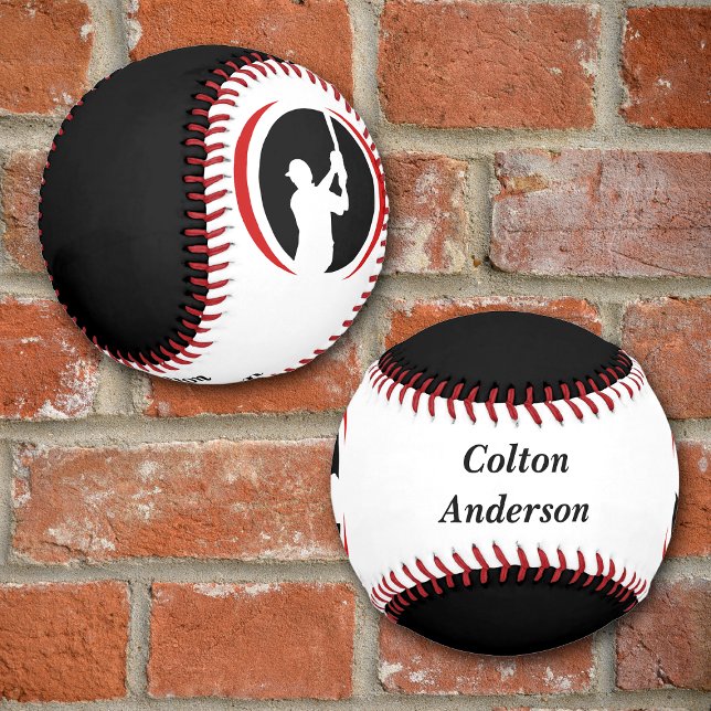 Red Black Batter Personalized Baseball (Creator Uploaded)