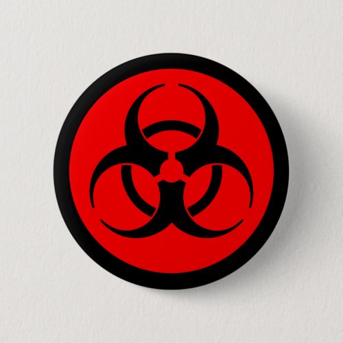 Red  Black Biohazard Symbol Button