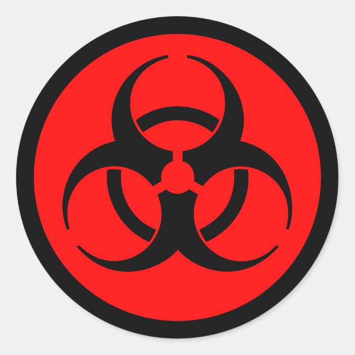 Red & Black Biohazard Symbol Sticker