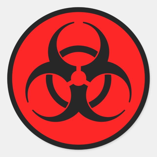 Red & Black Biohazard Symbol Sticker (Front)
