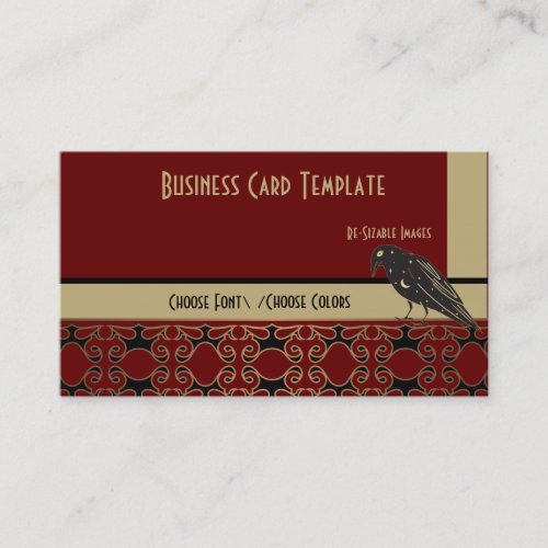 Red Black Bird Raven Logo Business Card