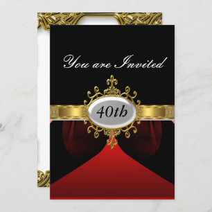Red Black Birthday Party Glamour Invitation