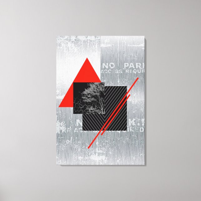 Red, black, black & gray stripe print wall art (Front)