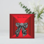 Red Black Black Tie Party Invitation (Standing Front)