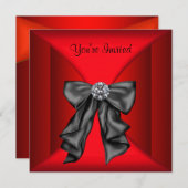 Red Black Black Tie Party Invitation (Front/Back)