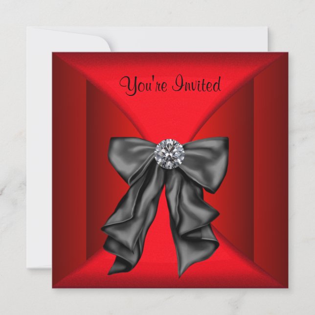 Red Black Black Tie Party Invitation (Front)