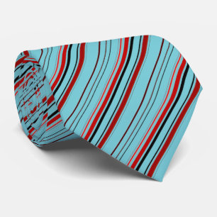 Red Black Blue Brown Stripes Neck Tie