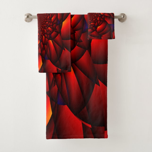 Red Black Blue Petal Bath Towel Set (Insitu)
