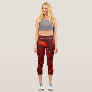Red Black Blue Petal Capri Leggings