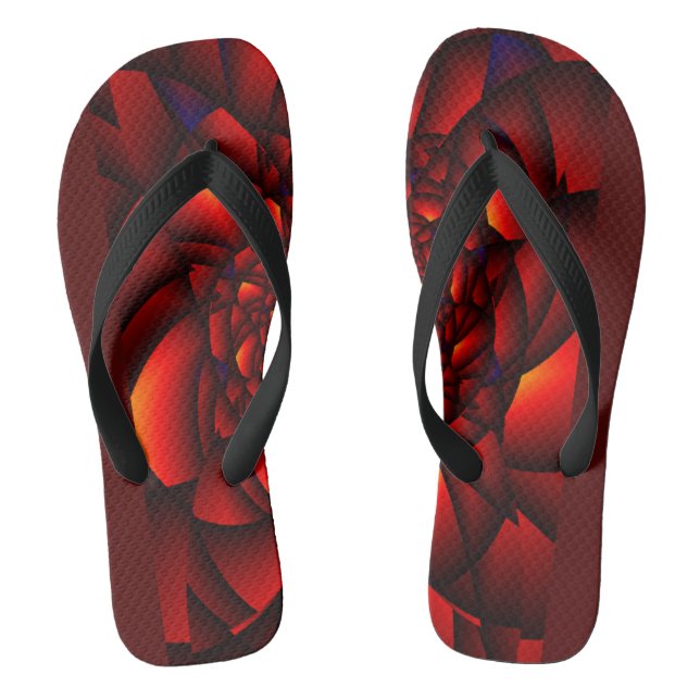 Red Black Blue Petal Flip Flops (Footbed)
