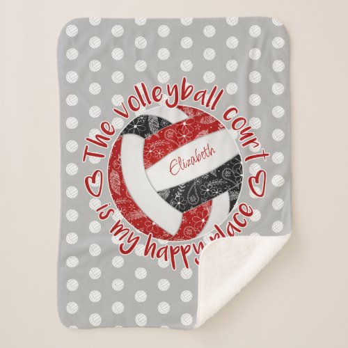 red black boho volleyball court happy place mantra sherpa blanket