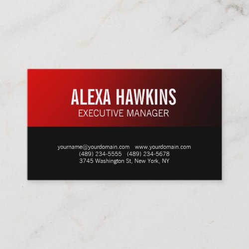 Red Black Bold Text Stylish Modern Professional Business Card