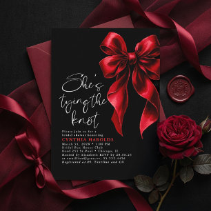 Red Black Bow She's Tying the Knot Bridal Shower Invitation