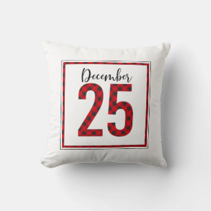 Red Black Buffalo Check Christmas Throw Pillow