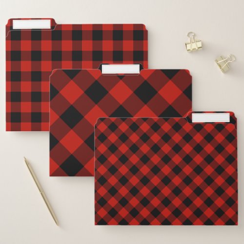 Red Black Buffalo Check Pattern File Folder