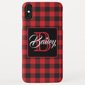 Red & Black Buffalo Check Personalized iPhone Case