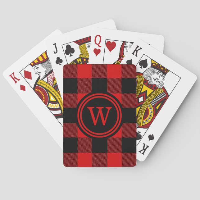 Red Black Buffalo Check Plaid 1IR#2 Poker Cards (Back)