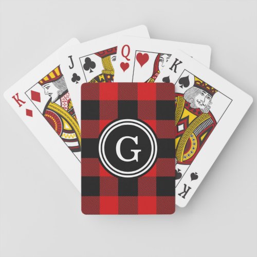 Red Black Buffalo Check Plaid 1IR Poker Cards