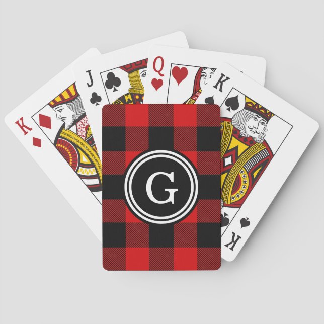 Red Black Buffalo Check Plaid 1IR Poker Cards (Back)