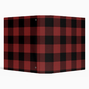 Red Black Buffalo Check Plaid 3 Ring Binder