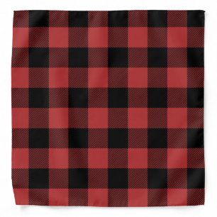 Red Black Buffalo Check Plaid Bandana
