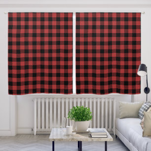 Red Black Buffalo Check Plaid Blackout Curtains