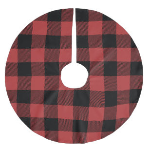Red Black Buffalo Check Plaid Brushed Polyester Tree Skirt